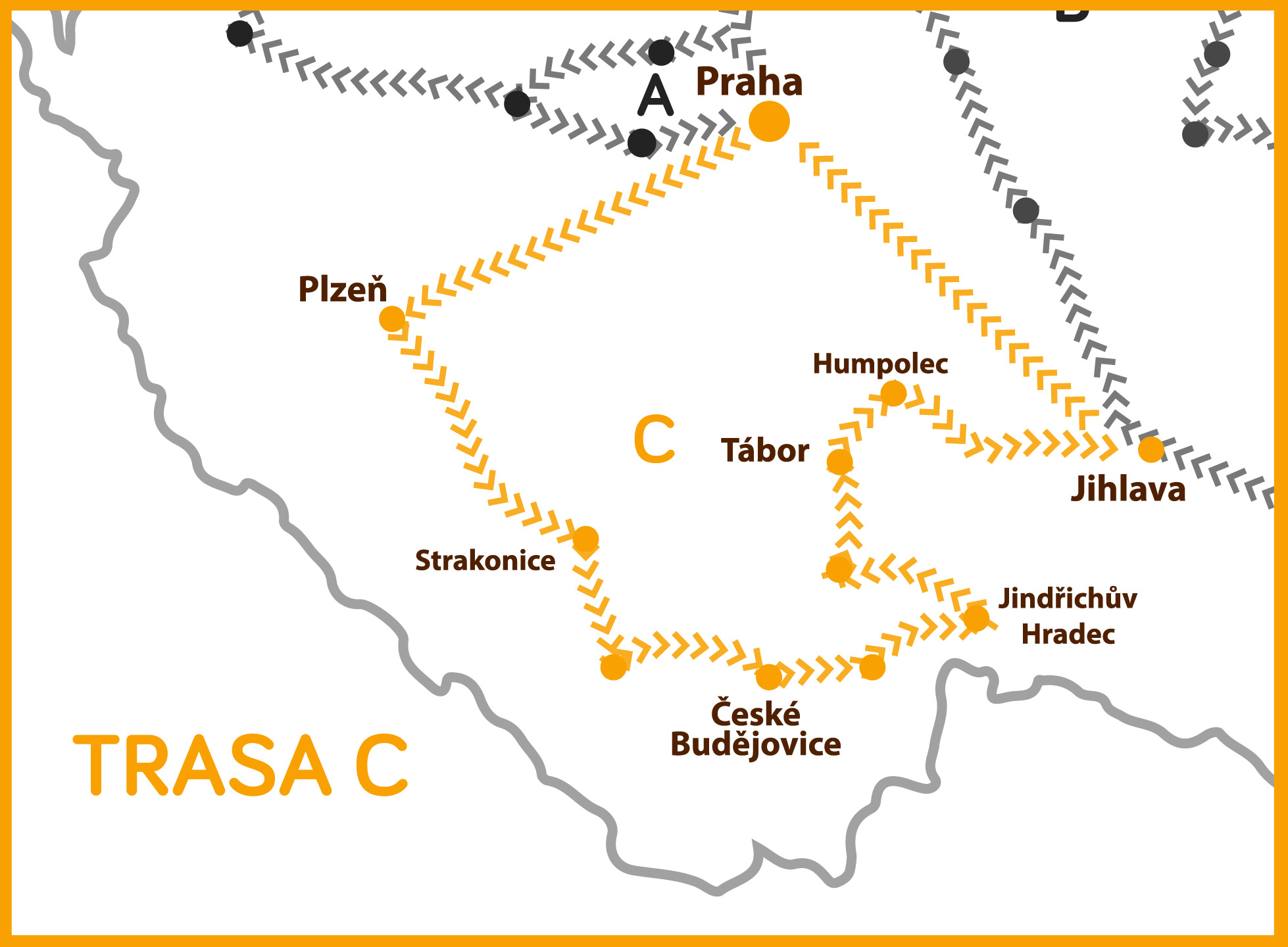 Mapa rozvozů trasa C